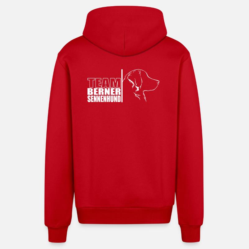 ÉQUIPE Bouvier Bernois Chien Wilsigns - Veste à capuche bio décontractée fabriquée en UE - rouge
