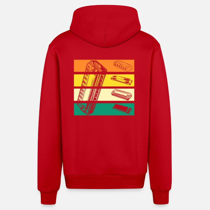 Harmonica Harmonica - Organic Relaxed Hooded Jacket Made in EU - red