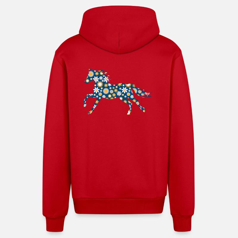 cheval poney cavalière cavalier - Veste à capuche bio décontractée fabriquée en UE - rouge