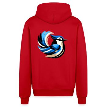 Blue jay - Organic Relaxed Hooded Jacket Made in EU - red - Back