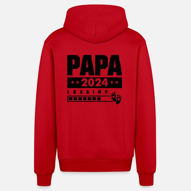 papa 2024 loading - Organic Relaxed Kapuzenjacke Made in EU - Rot
