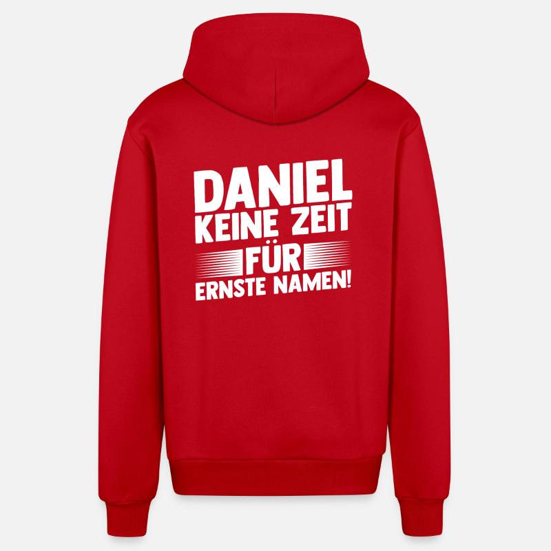 First name Daniel - Organic Relaxed Hooded Jacket Made in EU - red