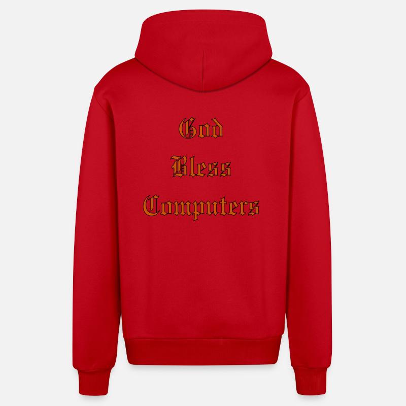 GodBlessComputers - Veste à capuche bio décontractée fabriquée en UE - rouge