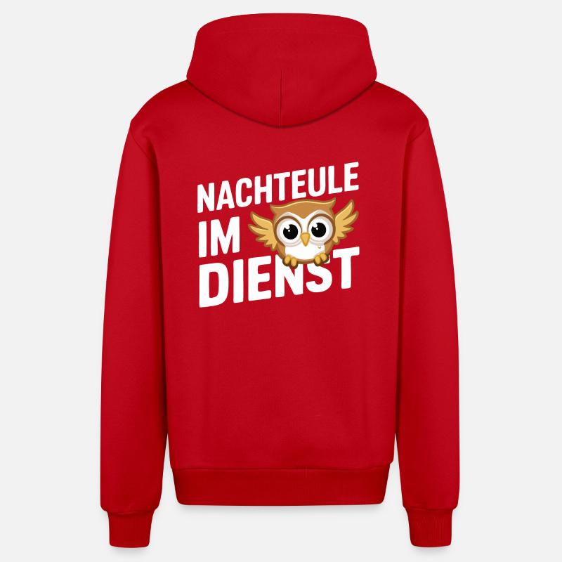 Nachteule Eule Eulen Vogel - Organic Relaxed Kapuzenjacke Made in EU - Rot