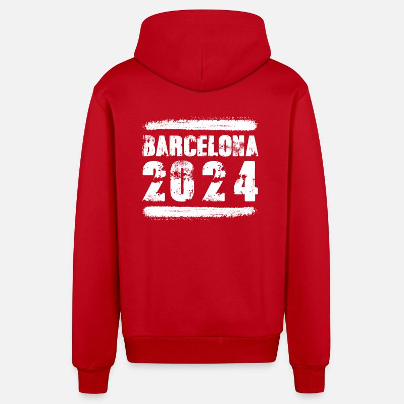L’équipe de Barcelone 2024 - Veste à capuche bio décontractée fabriquée en UE - rouge