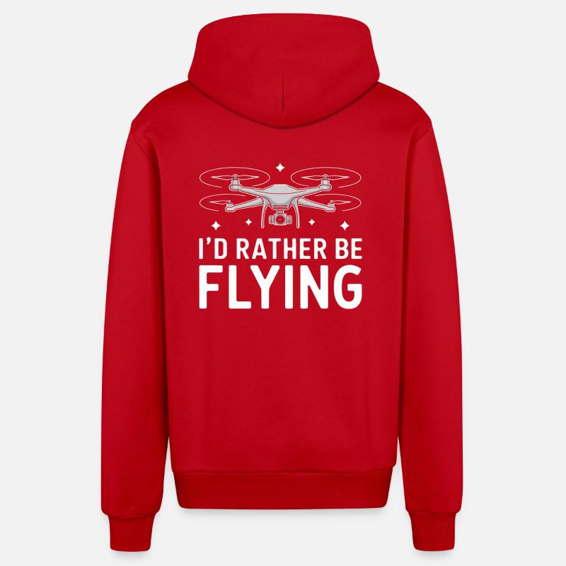 Drones Pilot Quadcopter Drone - Organic Relaxed Hooded Jacket Made in EU - red