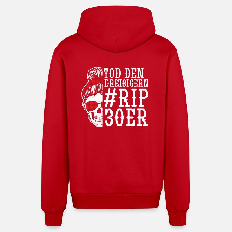 Anniversaire 40 ans - Veste à capuche bio décontractée fabriquée en UE - rouge