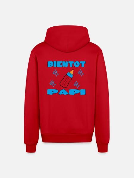 BIENTOT PAPI - Veste à capuche bio décontractée fabriquée en UE - rouge