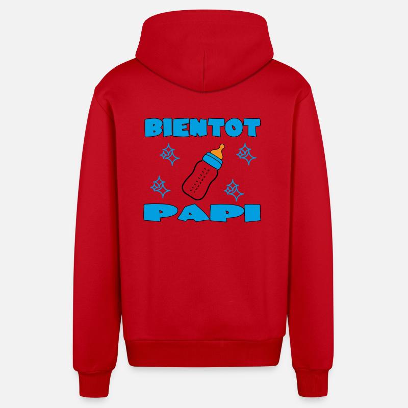 BIENTOT PAPI - Veste à capuche bio décontractée fabriquée en UE - rouge