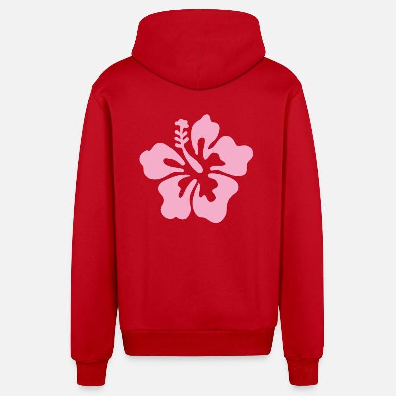 Fleur d’hibiscus - Rose clair - Veste à capuche bio décontractée fabriquée en UE - rouge