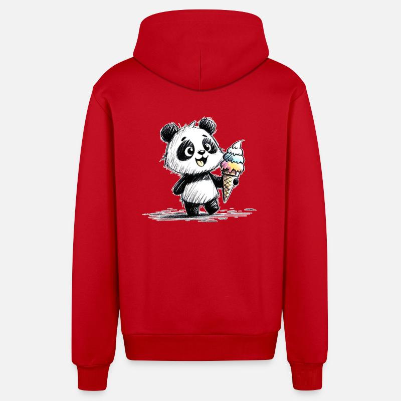 Panda avec glace - Veste à capuche bio décontractée fabriquée en UE - rouge