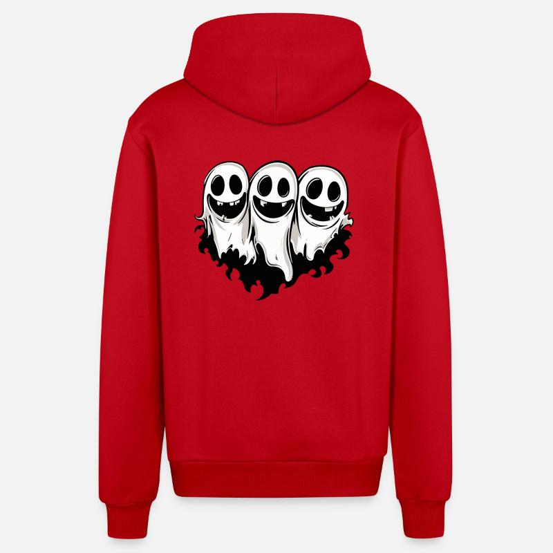 Ghosts Halloween Ghost - Organic Relaxed Hooded Jacket Made in EU - red