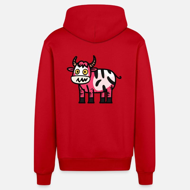 Vache Halloween Animal - Veste à capuche bio décontractée fabriquée en UE - rouge