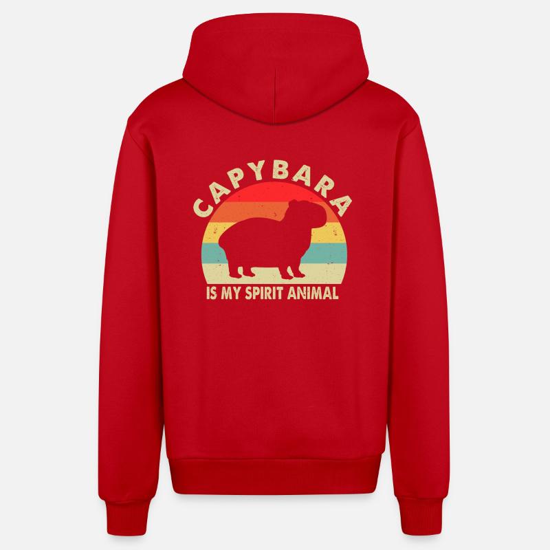 capybara - Veste à capuche bio décontractée fabriquée en UE - rouge
