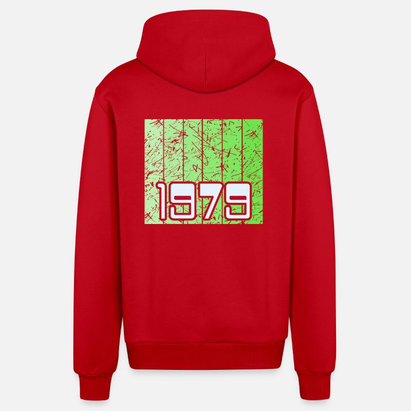 Vert 1979 - Veste à capuche bio décontractée fabriquée en UE - rouge