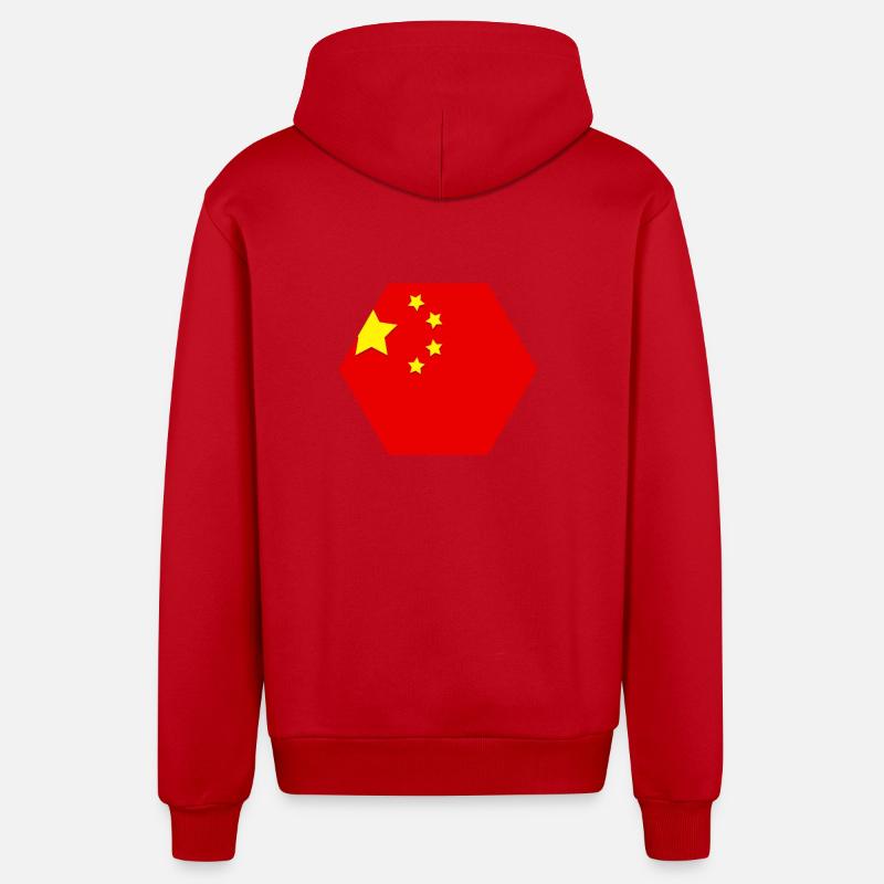 Drapeau de la Chine - Veste à capuche bio décontractée fabriquée en UE - rouge