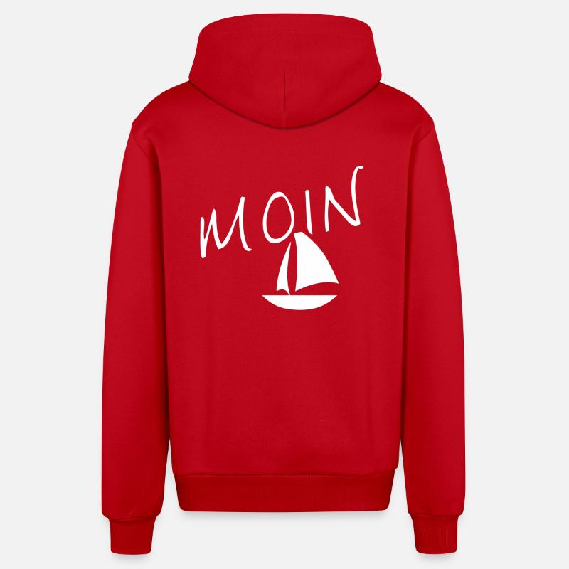 Moin mit Segelschiff - Organic Relaxed Kapuzenjacke Made in EU - Rot