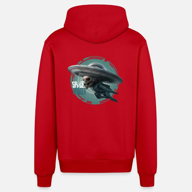 OVNI EXTRATERRESTRE, SPACE INVANDER - Veste à capuche bio décontractée fabriquée en UE - rouge
