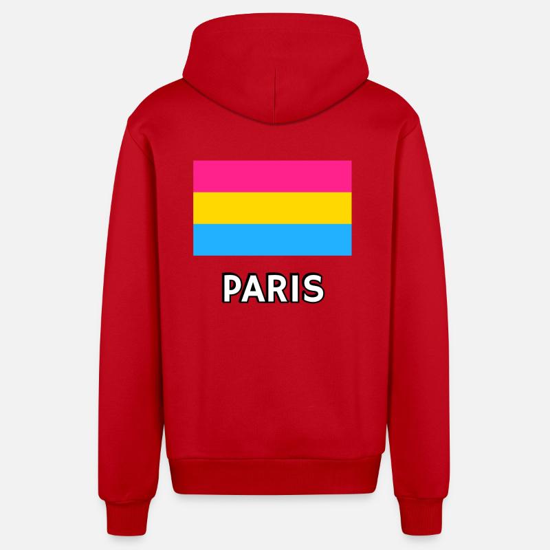 Pan Pride Drapeau Paris - Veste à capuche bio décontractée fabriquée en UE - rouge