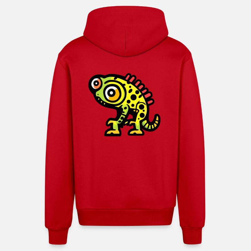 Caméléon Halloween Bande dessinée drôle - Veste à capuche bio décontractée fabriquée en UE - rouge