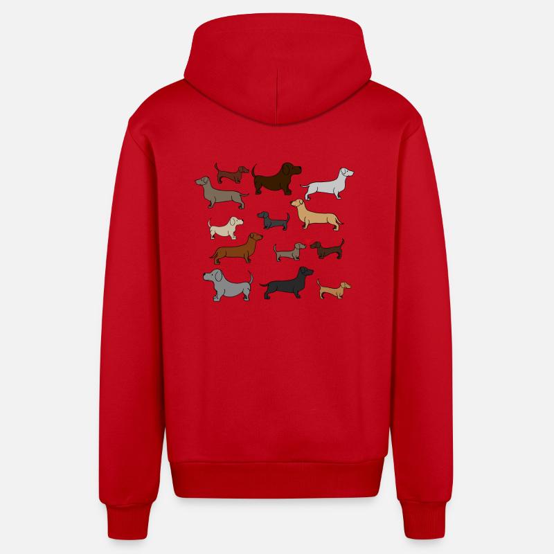 super mignon teckel , idée cadeau - Veste à capuche bio décontractée fabriquée en UE - rouge