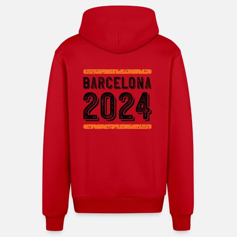 Barcelone Millésime 2024 - Veste à capuche bio décontractée fabriquée en UE - rouge