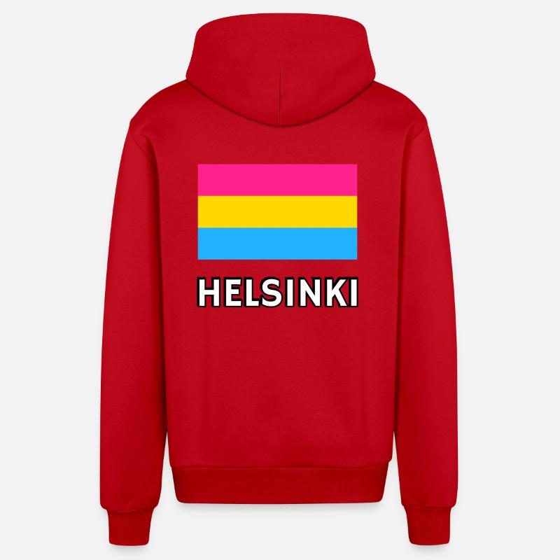 Pan Pride Drapeau Helsinki - Veste à capuche bio décontractée fabriquée en UE - rouge