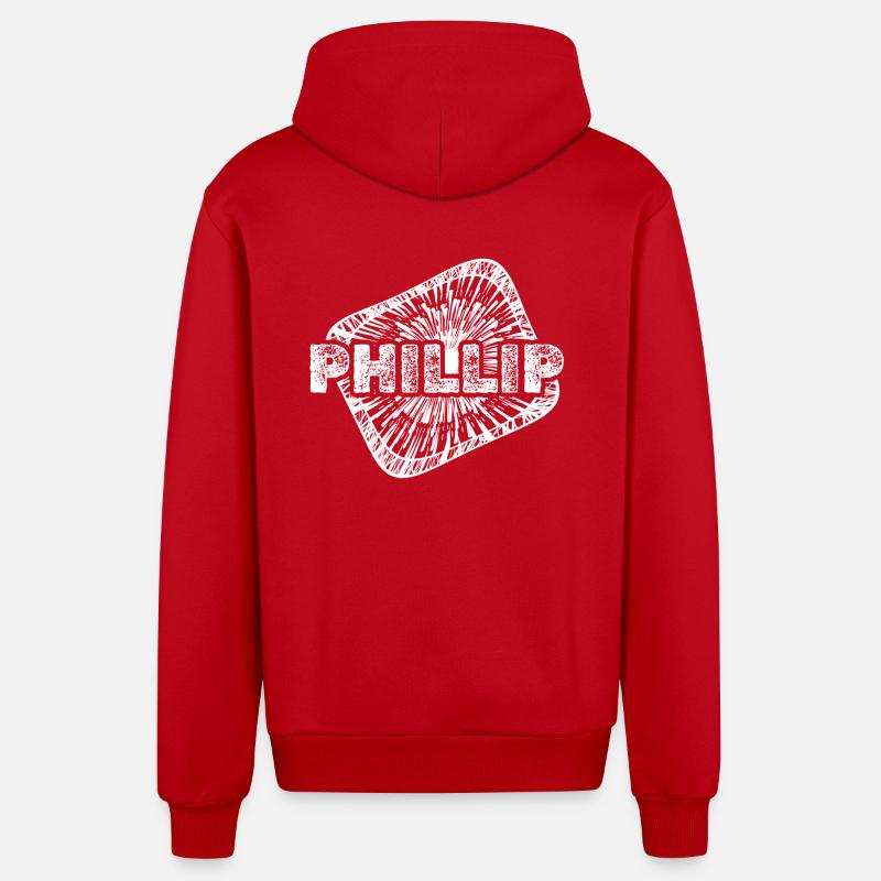 Phillip comme naissance - Veste à capuche bio décontractée fabriquée en UE - rouge