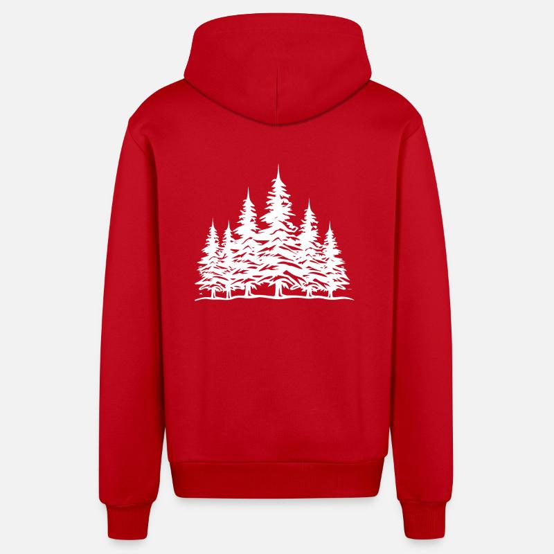 Arbres forestiers - Veste à capuche bio décontractée fabriquée en UE - rouge