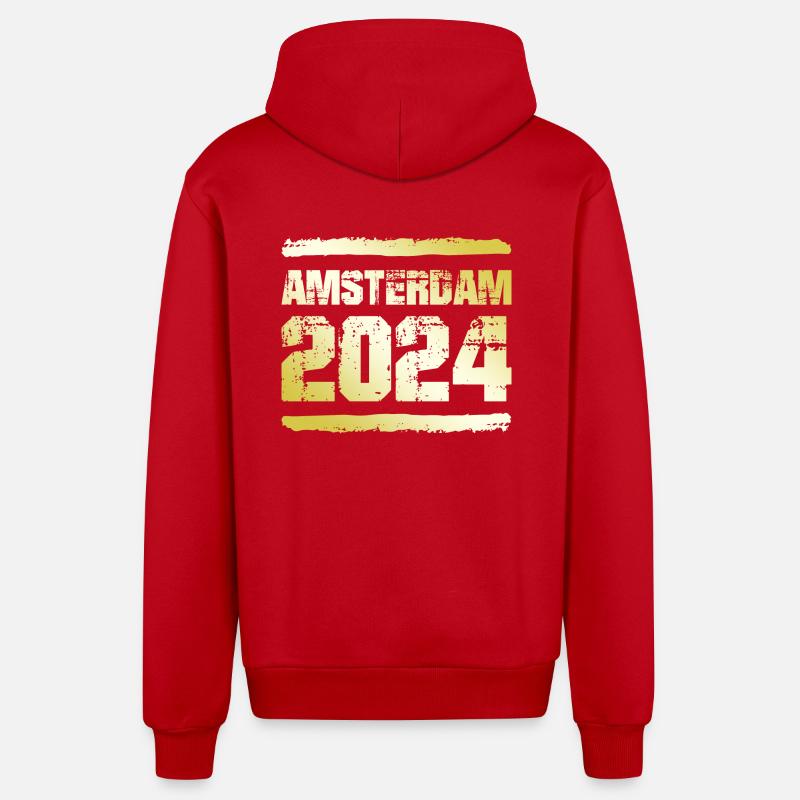 Amsterdam 2024 Médaille d’or - Veste à capuche bio décontractée fabriquée en UE - rouge