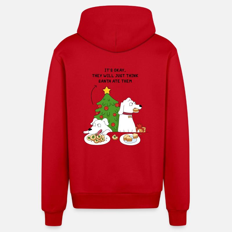 Chiens et biscuits de Noël - Veste à capuche bio décontractée fabriquée en UE - rouge