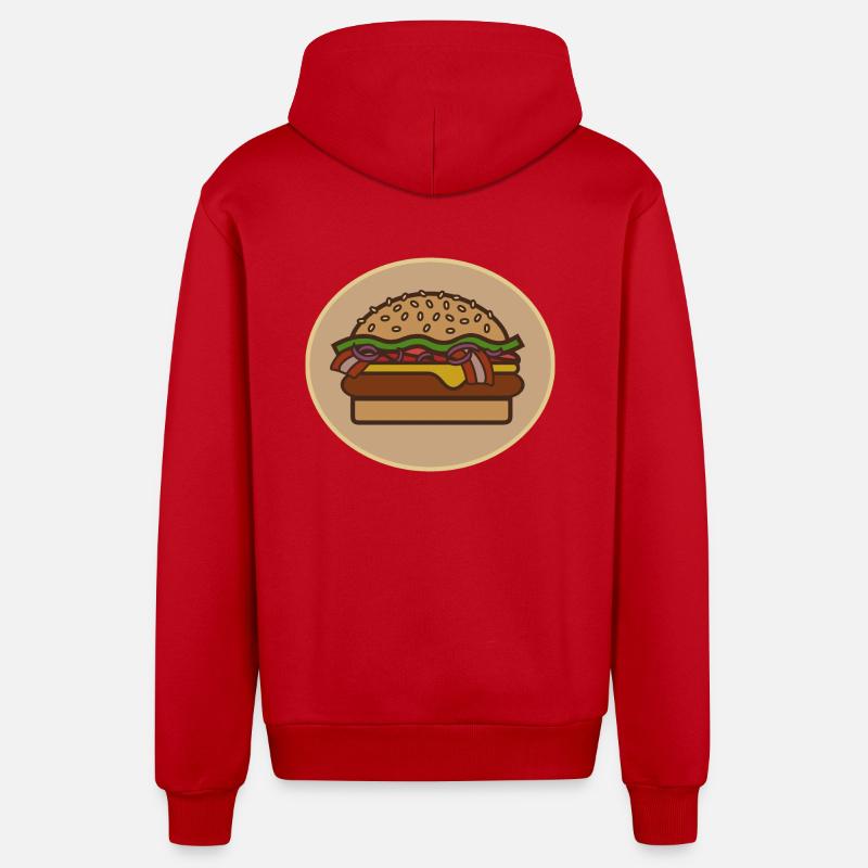 Cheeseburger - Veste à capuche bio décontractée fabriquée en UE - rouge