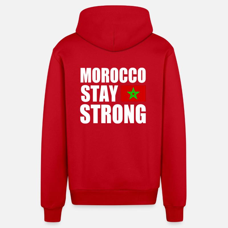 Morocco stay strong - Veste à capuche bio décontractée fabriquée en UE - rouge