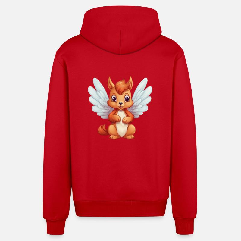 Mignon Écureuil Ange Comic - Veste à capuche bio décontractée fabriquée en UE - rouge