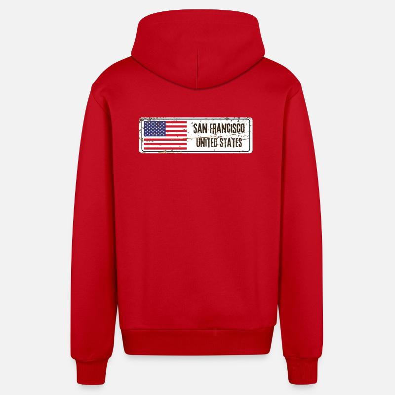 Drapeau de San Francisco - Veste à capuche bio décontractée fabriquée en UE - rouge