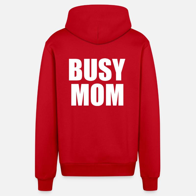 Busy mom - Veste à capuche bio décontractée fabriquée en UE - rouge