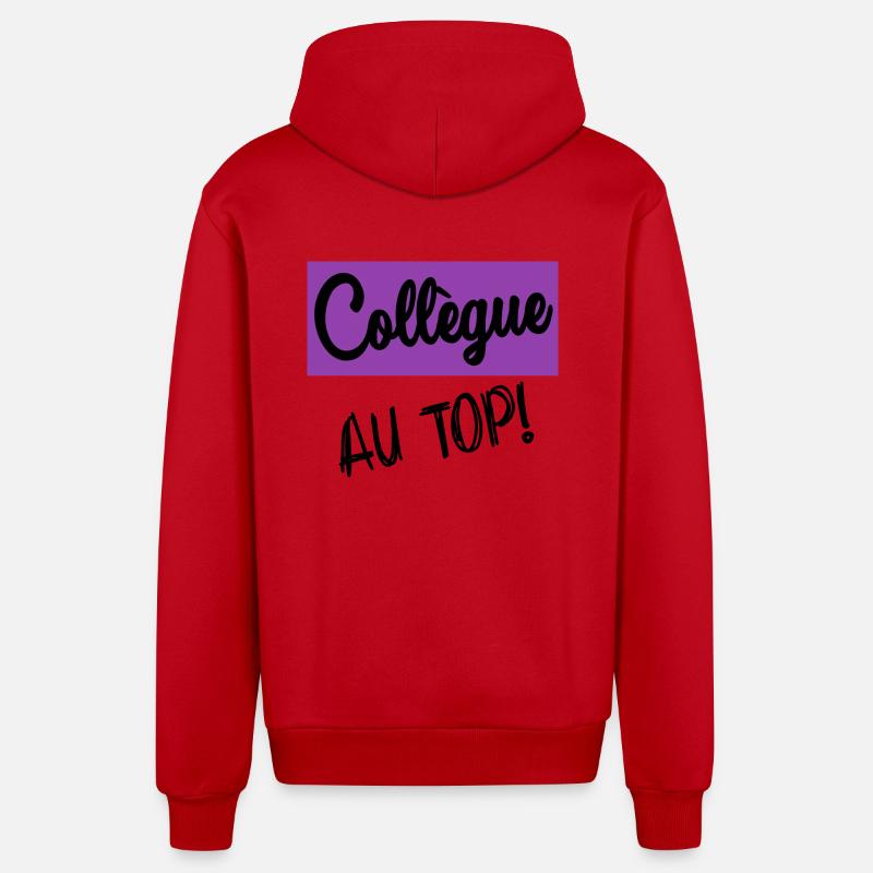 RETRAITE. RETRAITE. RETRAITEE. RETRAITE - Veste à capuche bio décontractée fabriquée en UE - rouge