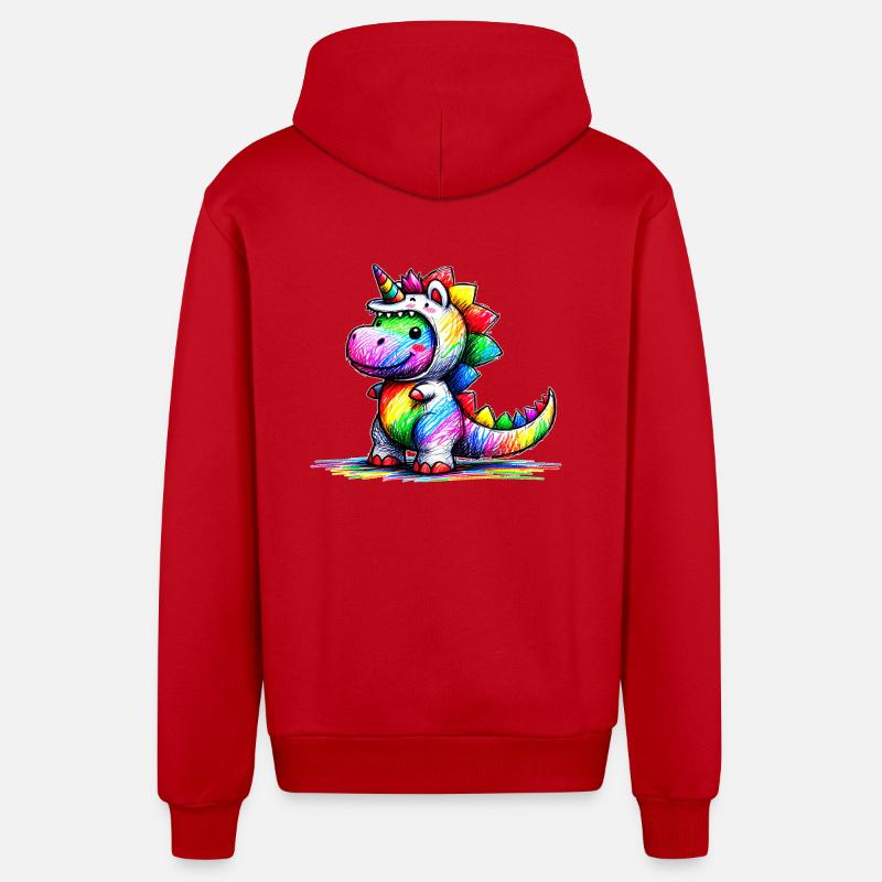 Licorne Dino - Veste à capuche bio décontractée fabriquée en UE - rouge