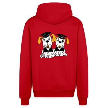 Dogs School Graduation Certificate Gymnasium College Abi - Organic Relaxed Hooded Jacket Made in EU - red - Back