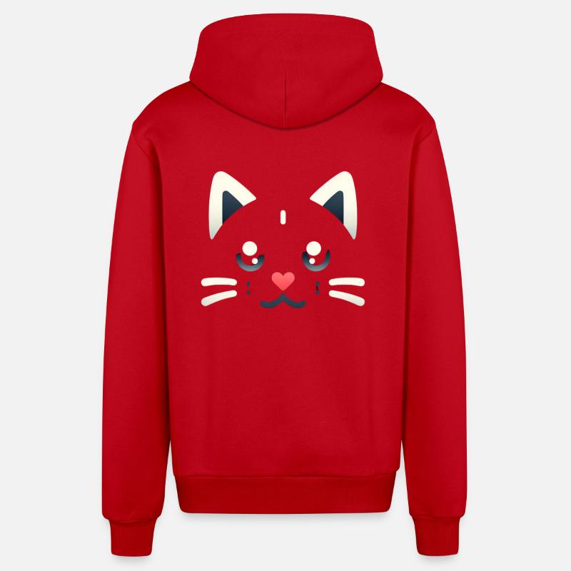 Chatons Kawaii, Animaux de compagnie - Veste à capuche bio décontractée fabriquée en UE - rouge