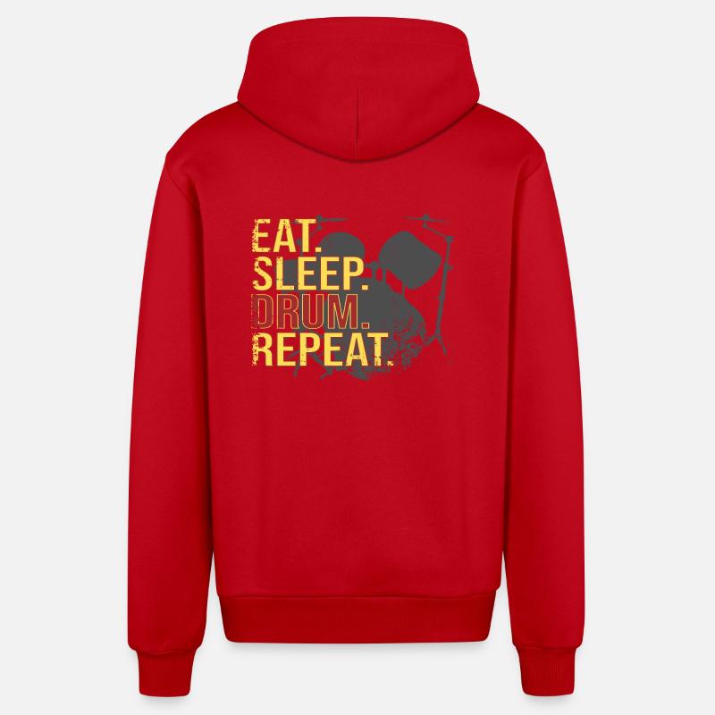 Eat. Sleep. Drum. Repeat. - Organic Relaxed Kapuzenjacke Made in EU - Rot
