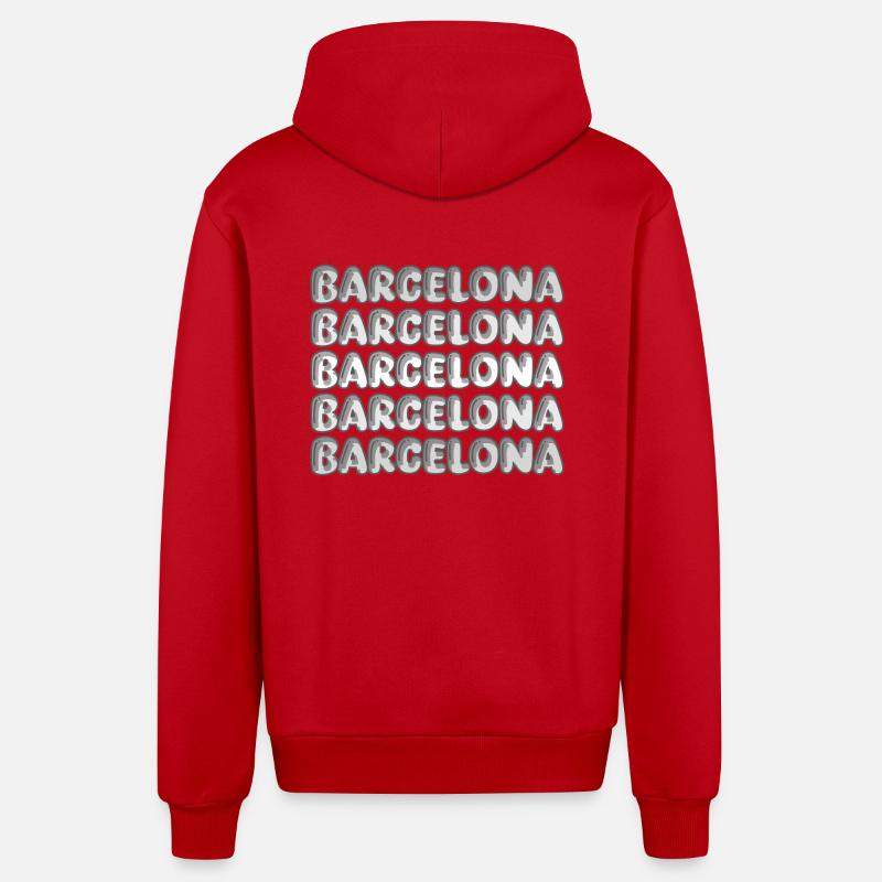 Cadeau pour Barcelone - Veste à capuche bio décontractée fabriquée en UE - rouge
