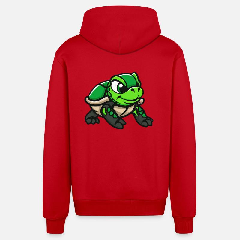 Turtle Comic - Organic Relaxed Hooded Jacket Made in EU - red