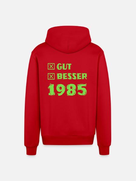 Year 1985 - Organic Relaxed Hooded Jacket Made in EU - red