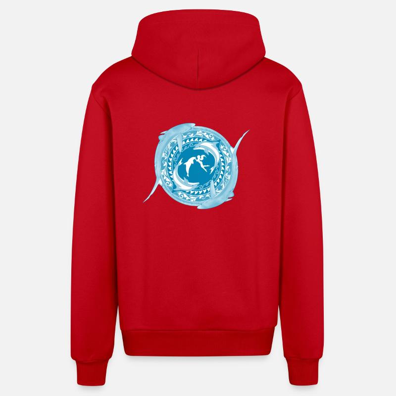 Fille de Poséidon - Veste à capuche bio décontractée fabriquée en UE - rouge