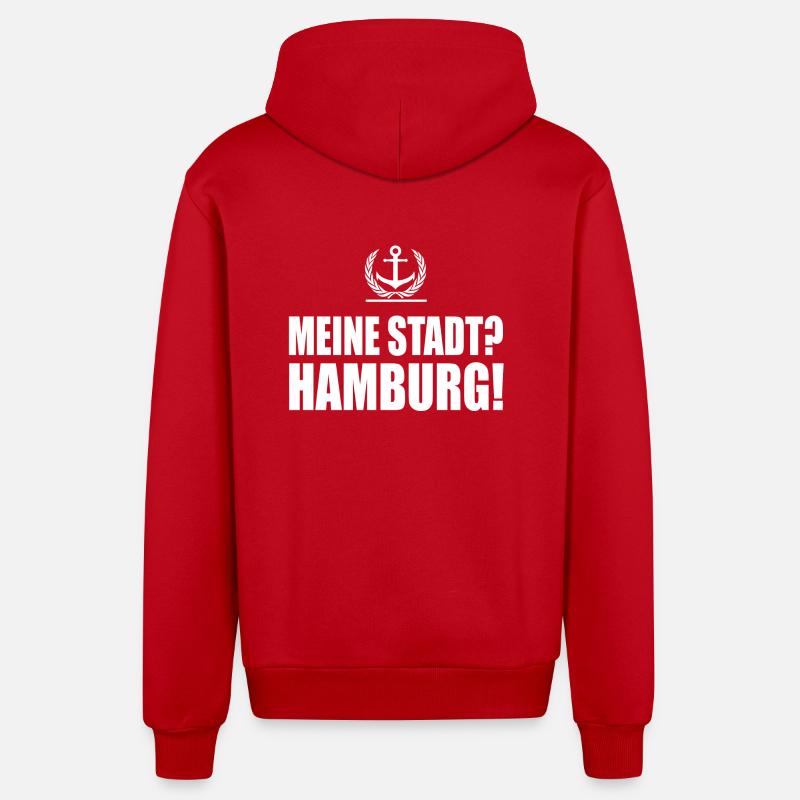 Hambourg - Veste à capuche bio décontractée fabriquée en UE - rouge