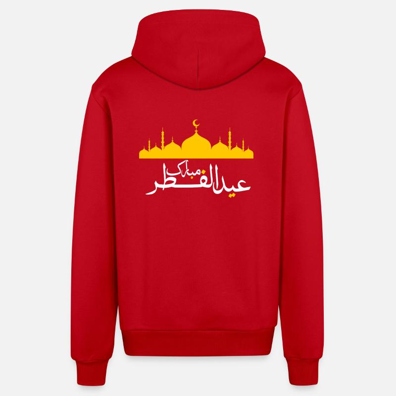 Islam Eid Mubarak - Veste à capuche bio décontractée fabriquée en UE - rouge