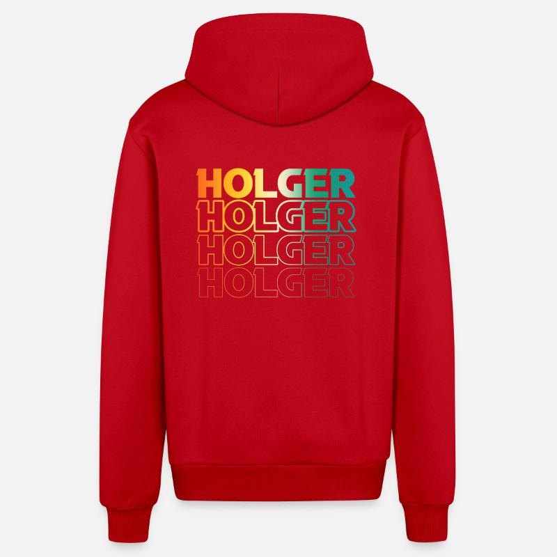 Holger - Organic Relaxed Hooded Jacket Made in EU - red