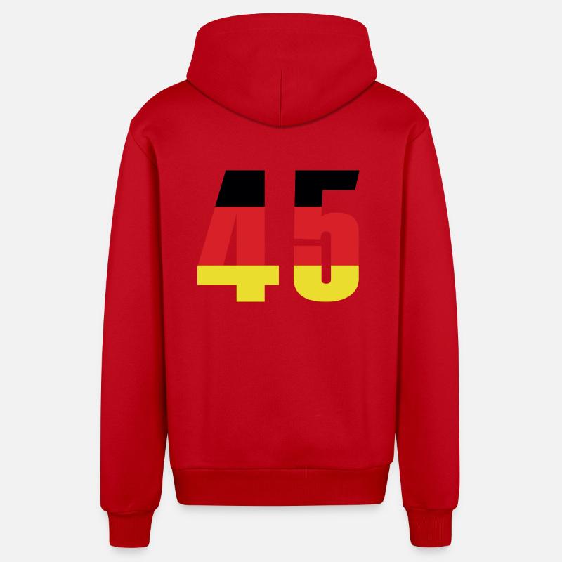 Maillot 45 Numéro Allemagne - Veste à capuche bio décontractée fabriquée en UE - rouge