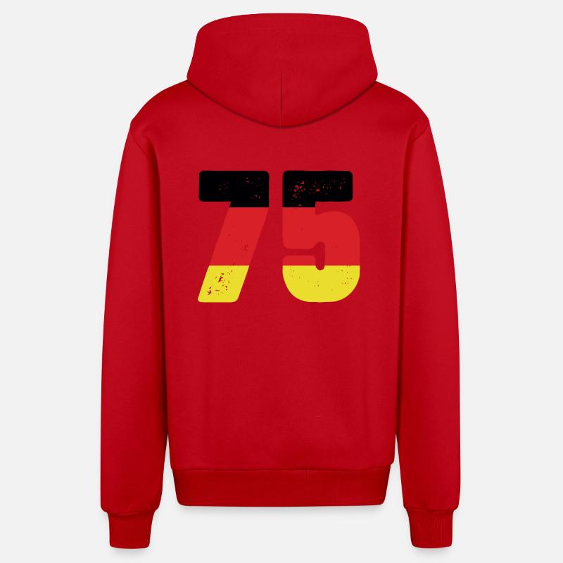 75 Numéro Jersey Allemagne - Veste à capuche bio décontractée fabriquée en UE - rouge